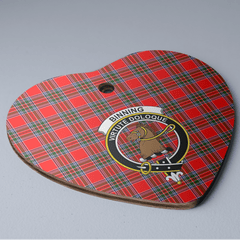 Clan Binning Tartan Crest Heart Ceramic Ornament MY23 Binning Tartan Tartan Christmas