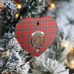 Clan Binning Tartan Crest Heart Ceramic Ornament MY23 Binning Tartan Tartan Christmas