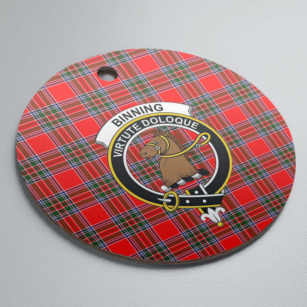 Clan Binning Tartan Crest Round Ceramic Ornament WL59 Binning Tartan Tartan Christmas