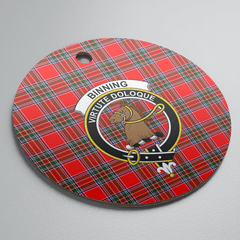 Clan Binning Tartan Crest Round Ceramic Ornament WL59 Binning Tartan Tartan Christmas