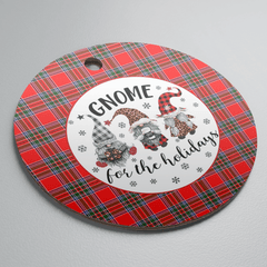 Clan Binning Tartan Gnome Round Ceramic Ornament HD26 Binning Tartan Tartan Christmas