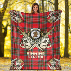 Clan Binning Tartan Gold Courage Symbol Blanket WB81 Clan Binning Tartan Today