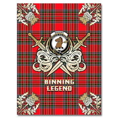 Clan Binning Tartan Gold Courage Symbol Blanket WB81 Clan Binning Tartan Today