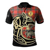 Clan Binning Tartan Polo Shirt Viking Wolf IL72 Binning Tartan Tartan Polo