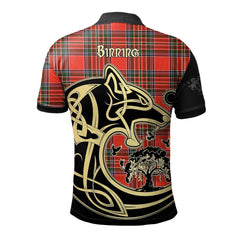 Clan Binning Tartan Polo Shirt Viking Wolf IL72 Binning Tartan Tartan Polo