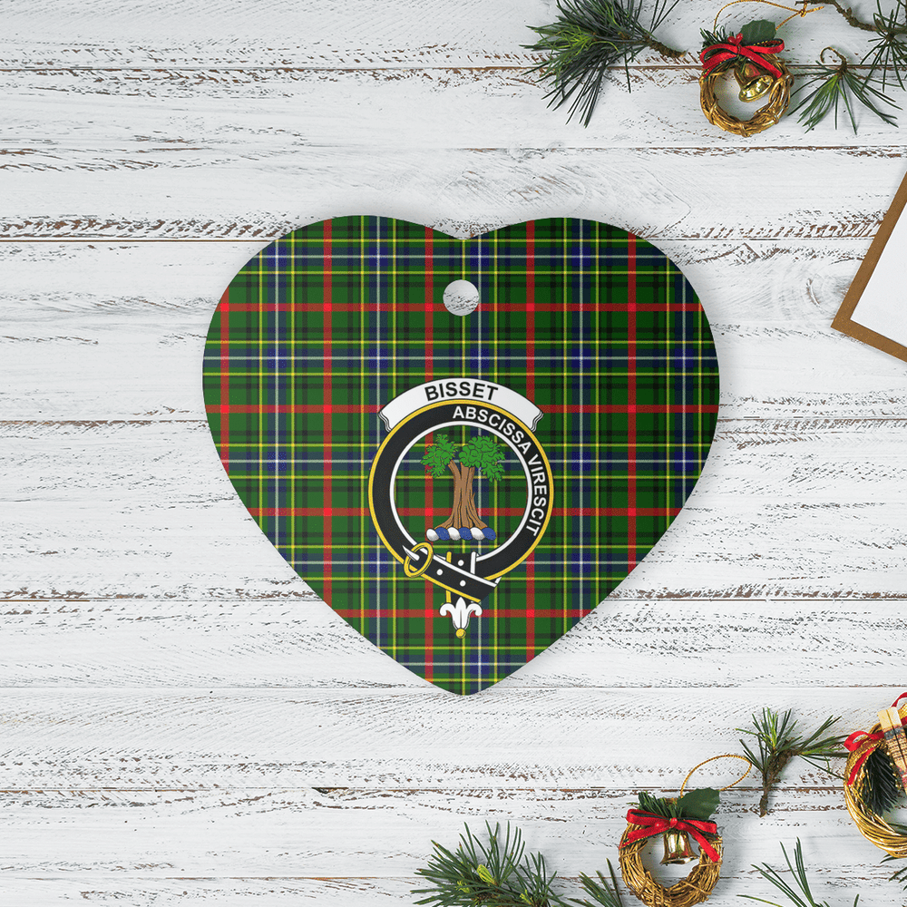 Clan Bisset 1 Tartan Crest Heart Ceramic Ornament JF26 Bisset 1 Tartan Tartan Christmas
