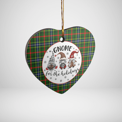 Clan Bisset 1 Tartan Gnome Heart Ceramic Ornament