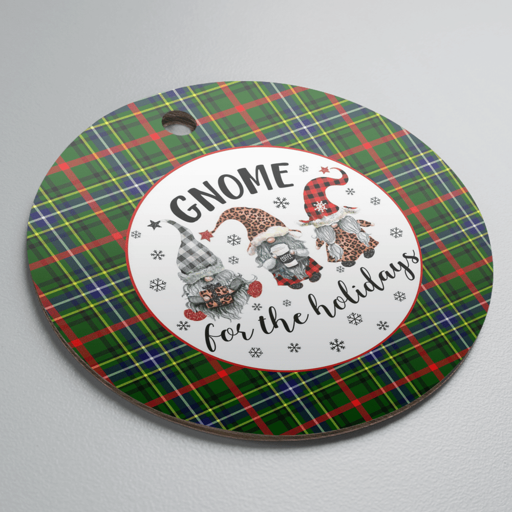 Clan Bisset 1 Tartan Gnome Round Ceramic Ornament AP44 Bisset 1 Tartan Tartan Christmas