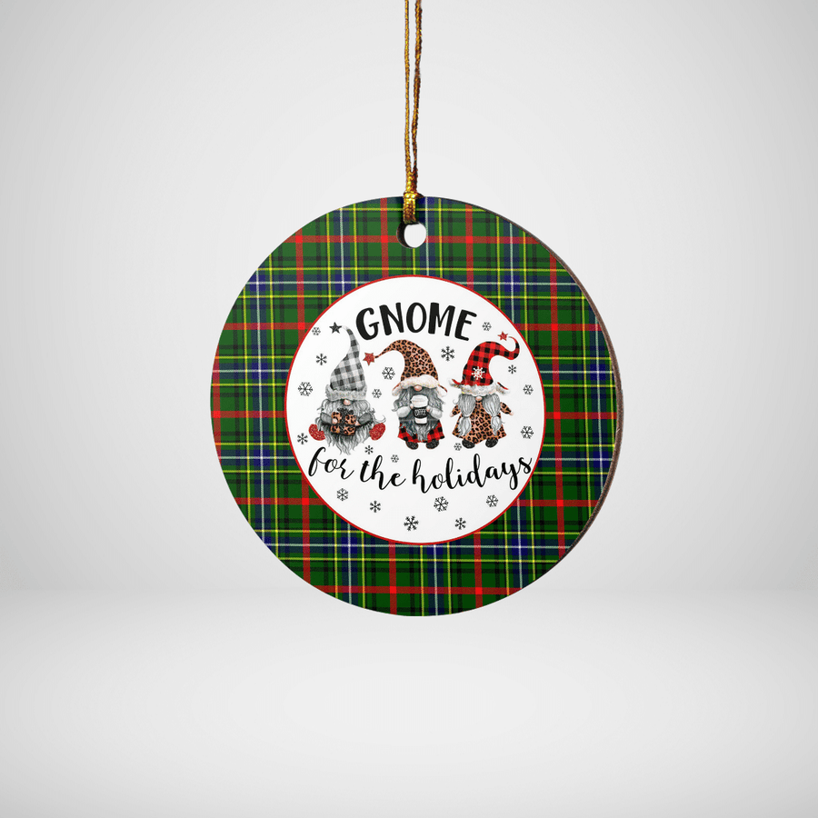 Clan Bisset 1 Tartan Gnome Round Ceramic Ornament AP44 Bisset 1 Tartan Tartan Christmas