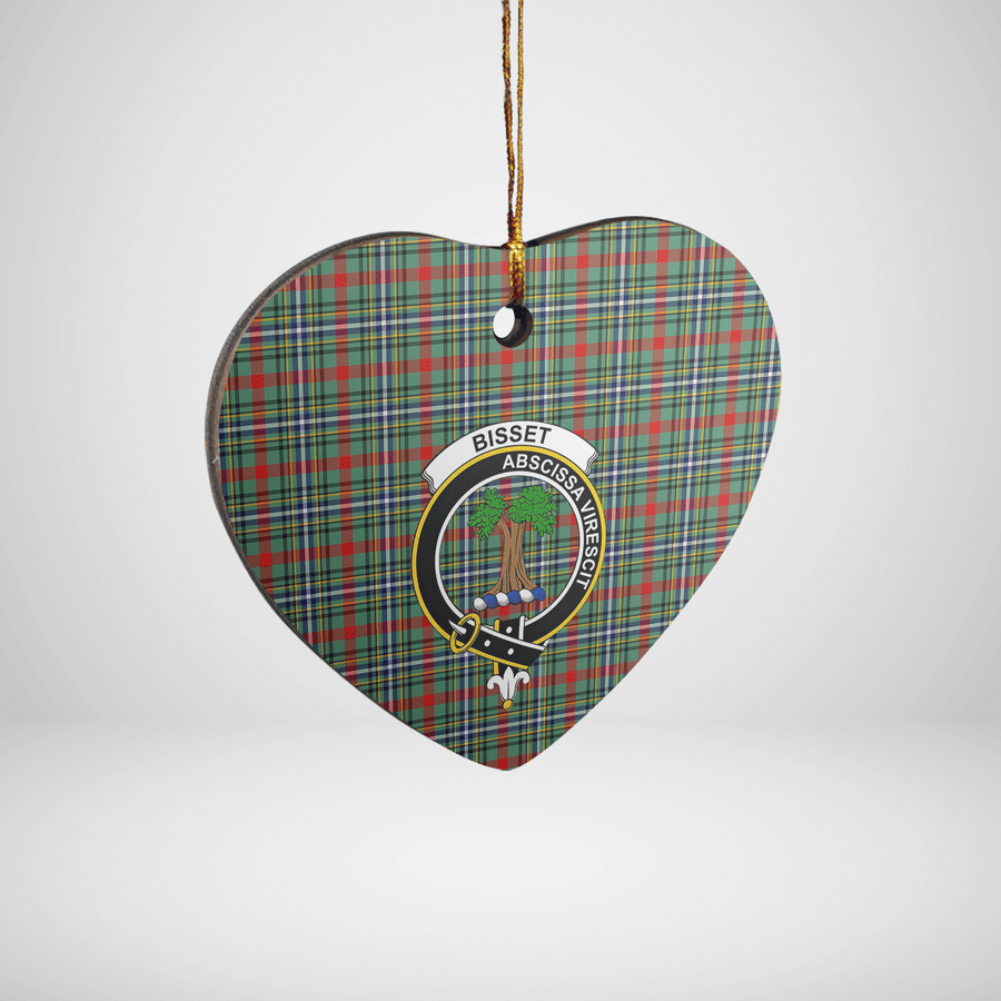Clan Bisset 2 Tartan Crest Heart Ceramic Ornament VN38 Bisset 2 Tartan Tartan Christmas