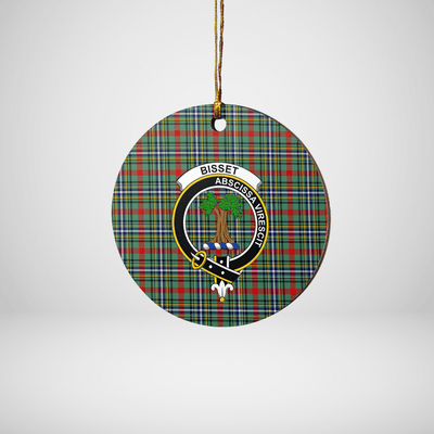 Clan Bisset 2 Tartan Crest Round Ceramic Ornament