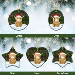 Clan Bisset Tartan Christmas Ceramic Ornament Highland Cows Style JU10 Bisset Tartan Tartan Ornament