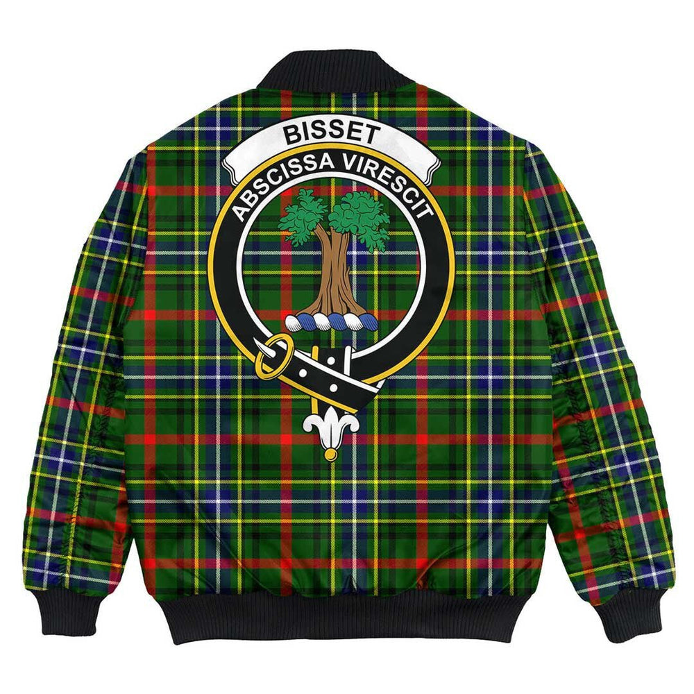 Clan Bisset Tartan Crest Bomber Jacket KG29 Bisset Tartan Tartan Bomber Jacket