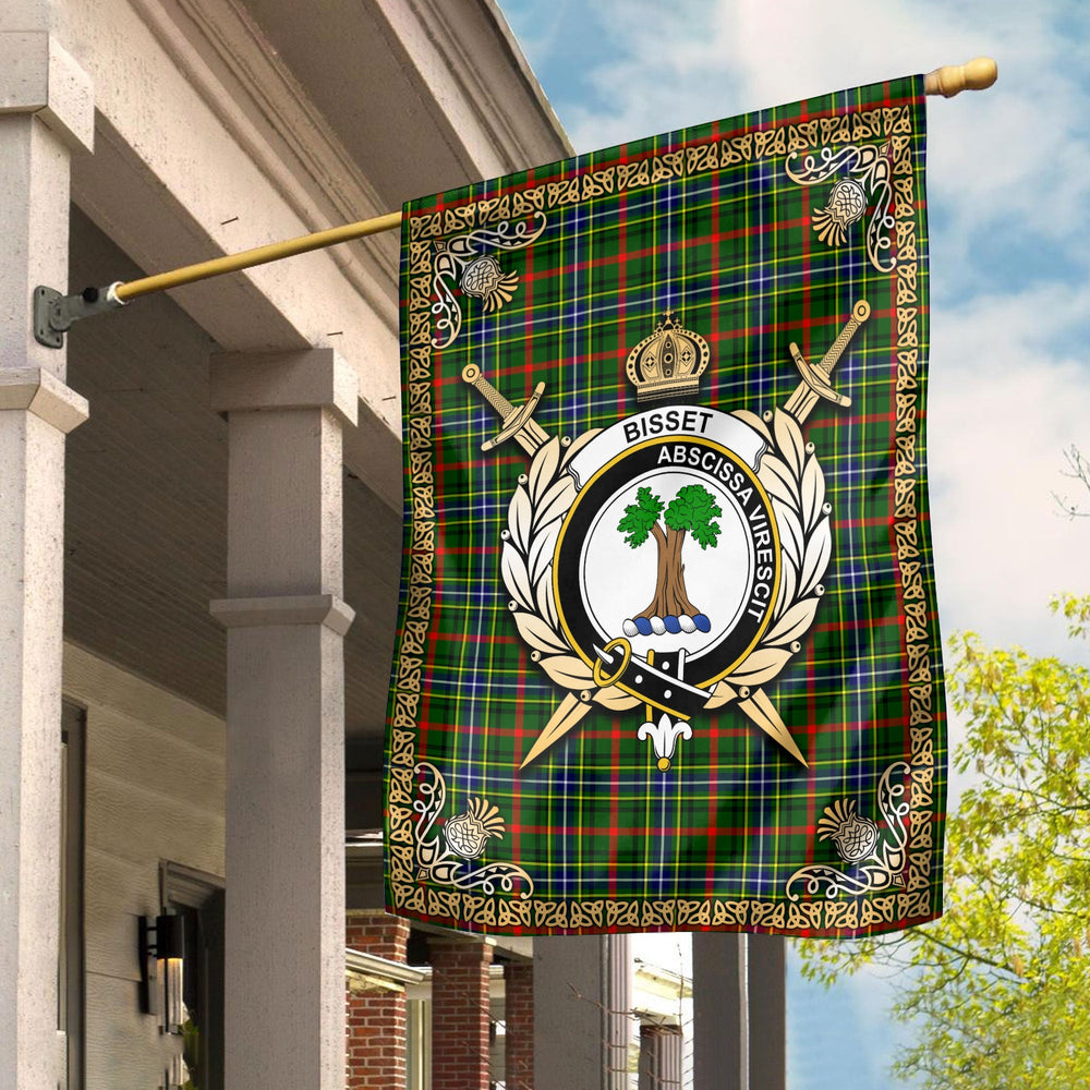 Clan Bisset Tartan Crest Garden Flag - Celtic Thistle EY84 Clan Bisset Tartan Today