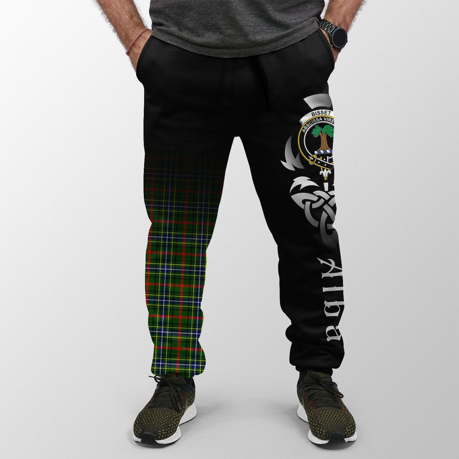 Clan Bisset Tartan Crest Jogger Sweatpants Alba Celtic Style