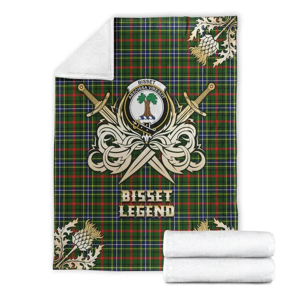 Clan Bisset Tartan Gold Courage Symbol Blanket OU79 Clan Bisset Tartan Today