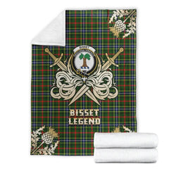 Clan Bisset Tartan Gold Courage Symbol Blanket OU79 Clan Bisset Tartan Today