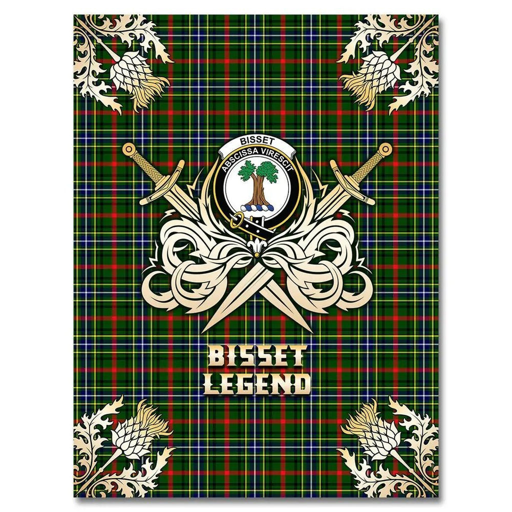 Clan Bisset Tartan Gold Courage Symbol Blanket OU79 Clan Bisset Tartan Today