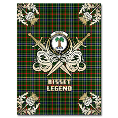 Clan Bisset Tartan Gold Courage Symbol Blanket OU79 Clan Bisset Tartan Today