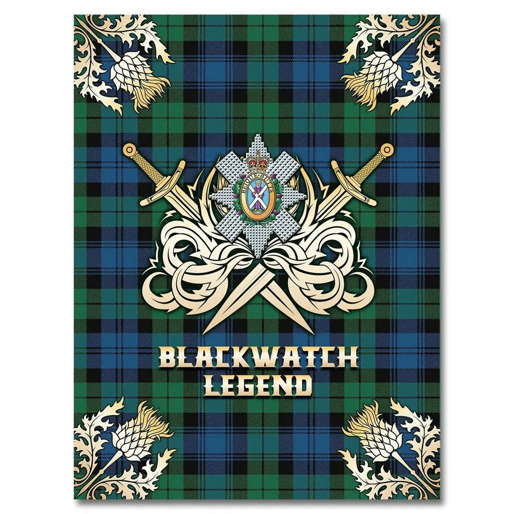 Clan Black watch Ancient Tartan Gold Courage Symbol Blanket XY11 Clan Black Watch Tartan Today