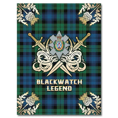 Clan Black watch Ancient Tartan Gold Courage Symbol Blanket XY11 Clan Black Watch Tartan Today
