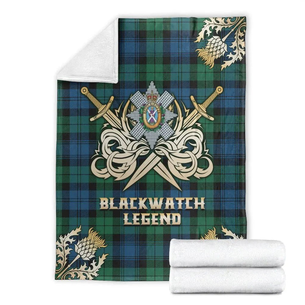 Clan Black watch Ancient Tartan Gold Courage Symbol Blanket XY11 Clan Black Watch Tartan Today