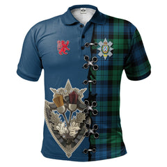 Clan Black Watch Ancient Tartan Polo Shirt - Lion Rampant And Celtic Thistle Style SH60 Black Watch Ancient Tartan Tartan Polo