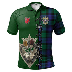 Clan Black Watch Modern of Canada Tartan Polo Shirt - Lion Rampant And Celtic Thistle Style JU66 Black Watch Modern of Canada Tartan Tartan Polo