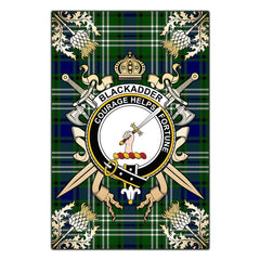 Clan Blackadder Tartan Crest Black Garden Flag - Gold Thistle SY53 Clan Blackadder Tartan Today