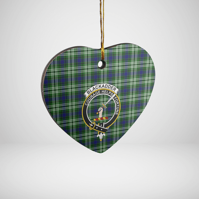 Clan Blackadder Tartan Crest Heart Ceramic Ornament