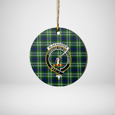 Clan Blackadder Tartan Crest Round Ceramic Ornament