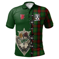 Clan Blackstock Hunting Tartan Polo Shirt - Lion Rampant And Celtic Thistle Style RD17 Blackstock Hunting Tartan Tartan Polo