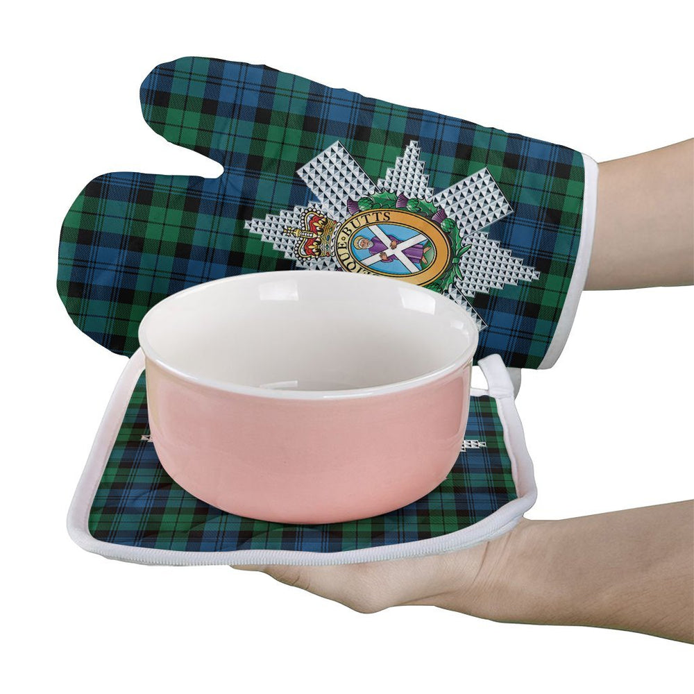 Clan Blackwatch Ancient Tartan Crest Oven Mitt And Pot Holder (2 Oven Mitts + 1 Pot Holder) SB89 Clan Black Watch Tartan Today