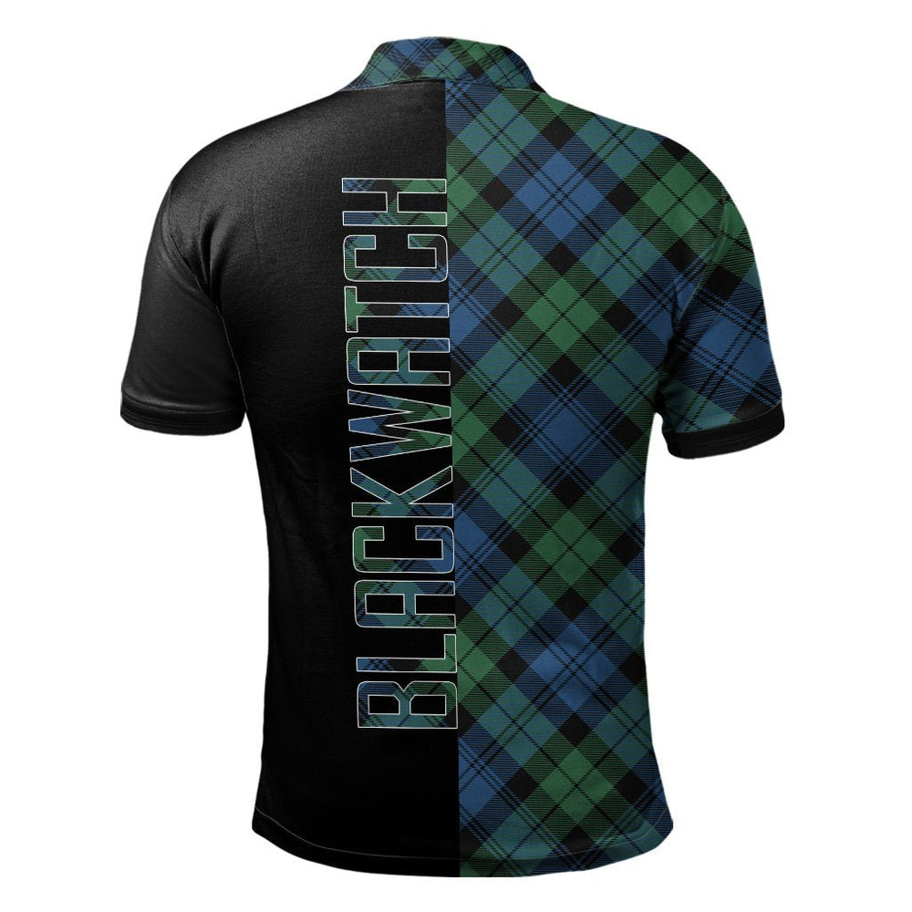 Clan Blackwatch Ancient Tartan Polo Shirt Half of Me - Cross Style EA69 Blackwatch Ancient Tartan Tartan Polo