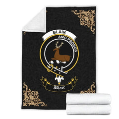 Clan Blair Crest Tartan Premium Blanket Black RF45 Clan Blair Tartan Today