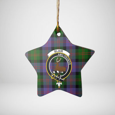 Clan Blair Modern Tartan Crest Star Ceramic Ornament