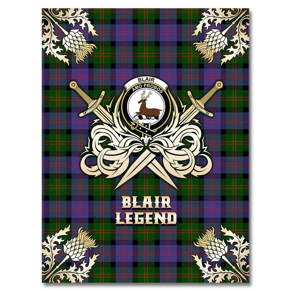 Clan Blair Modern Tartan Gold Courage Symbol Blanket ZF14 Clan Blair Tartan Today