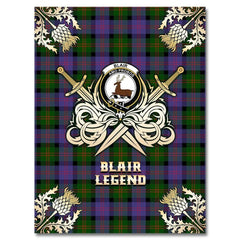 Clan Blair Modern Tartan Gold Courage Symbol Blanket ZF14 Clan Blair Tartan Today
