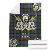Clan Blair Modern Tartan Gold Courage Symbol Blanket ZF14 Clan Blair Tartan Today
