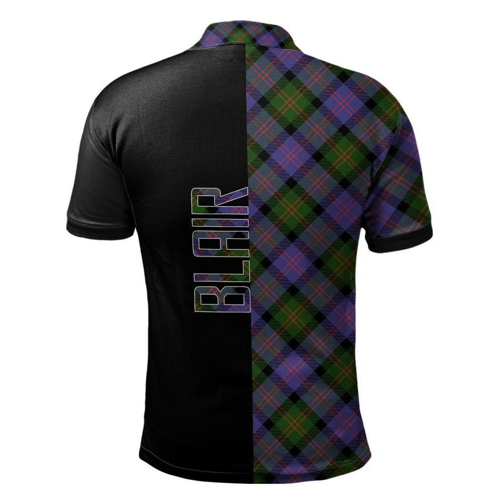 Clan Blair Modern Tartan Polo Shirt Half of Me - Cross Style GC85 Blair Modern Tartan Tartan Polo