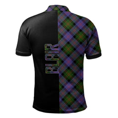 Clan Blair Modern Tartan Polo Shirt Half of Me - Cross Style GC85 Blair Modern Tartan Tartan Polo