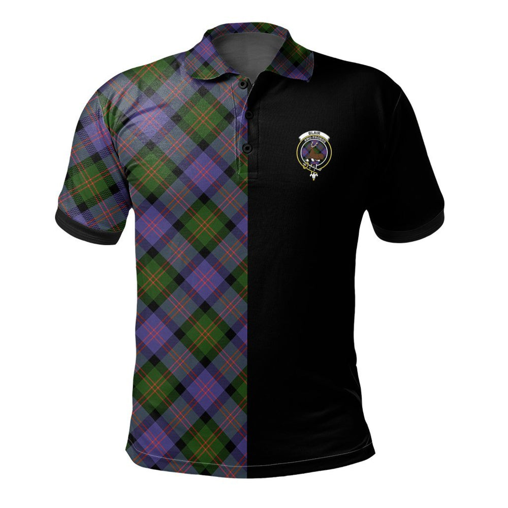 Clan Blair Modern Tartan Polo Shirt Half of Me - Cross Style GC85 Blair Modern Tartan Tartan Polo