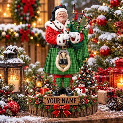 Clan Blane 1 Tartan Christmas Piper Plaque with Custom Photo & Name