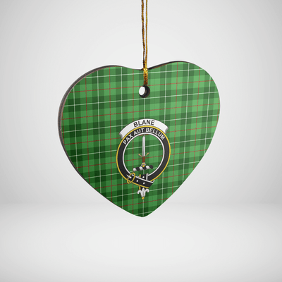 Clan Blane 1 Tartan Crest Heart Ceramic Ornament