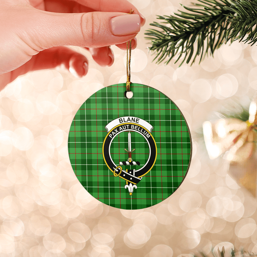 Clan Blane 1 Tartan Crest Round Ceramic Ornament AK44 Blane 1 Tartan Tartan Christmas