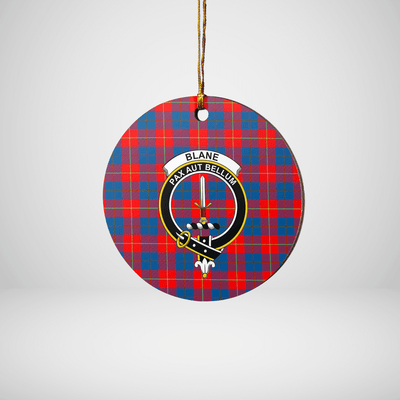 Clan Blane 2 Tartan Crest Round Ceramic Ornament