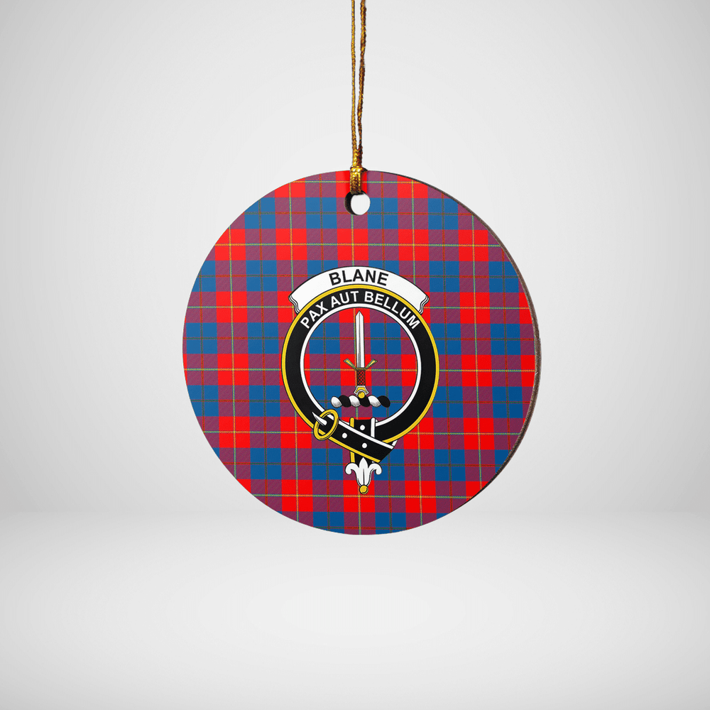 Clan Blane 2 Tartan Crest Round Ceramic Ornament WK59 Blane 2 Tartan Tartan Christmas