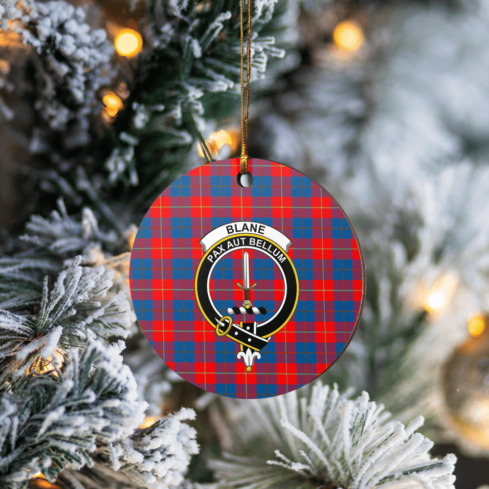 Clan Blane 2 Tartan Crest Round Ceramic Ornament WK59 Blane 2 Tartan Tartan Christmas