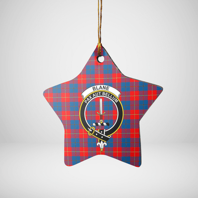 Clan Blane 2 Tartan Crest Star Ceramic Ornament