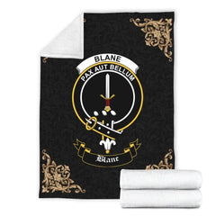 Clan Blane Crest Tartan Premium Blanket Black FJ57 Clan Blane Tartan Today